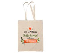 Planetee Tote bag femme coton meilleure Cheffe de service Super pouvoir Sac Shopping Réutilisable Cadeau Maman Mamie Fête des Mères Anniversaire Noël