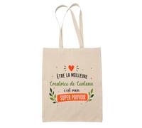 Planetee Tote bag femme coton meilleure Créatrice de Marque Super pouvoir Sac Shopping Réutilisable Cadeau Maman Mamie Fête des Mères Anniversaire Noël