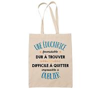 Planetee Tote Bag Formidable Educatrice Beige| Idée Cadeau Travail Boulot Métier Départ Retraite Collègue Femme Sac Cabas Réutilisable