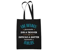 Planetee Tote Bag Formidable Nounou Noir| Idée Cadeau Travail Boulot Métier Départ Retraite Collègue Femme Sac Cabas Réutilisable