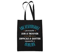 Planetee Tote Bag Formidable Responsable Noir| Idée Cadeau Travail Boulot Métier Départ Retraite Collègue Femme Sac Cabas Réutilisable