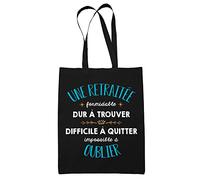 Planetee Tote Bag Formidable Retraitée Noir| Idée Cadeau Travail Boulot Métier Départ Retraite Collègue Femme Sac Cabas Réutilisable
