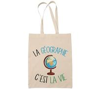 Planetee Tote bag géographie c'est la vie | Idée Cadeau Sac cabas Bandoulière, Sac de Plage | Imprimé en France