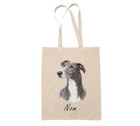 Planetee Tote Bag Greyhound (Lévrier Anglais) | Sac de Plage en Toile de Coton Épaule | Idée Cadeau Propriétaire Chien Homme Femme Anniversaire Noël | Imprimé en Bretagne