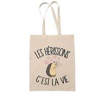 Planetee Tote bag hérisson c'est la vie | Idée Cadeau Sac cabas Bandoulière, Sac de Plage | Imprimé en France