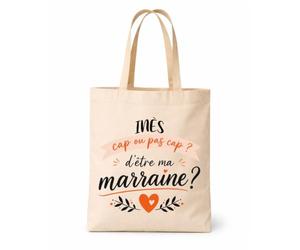 Planetee Tote bag Inès cap d'être ma marraine 2 Cadeau annonce Grossesse Surprise