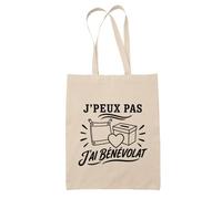 Planetee Tote Bag J’peux pas j’ai Bénévolat | Sac de Plage en Toile de Coton Épaule | Idée Cadeau Bénévole Homme Femme Anniversaire Noël | Imprimé en Bretagne