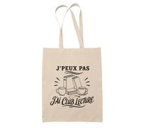 Planetee Tote Bag J’peux pas j’ai Club lecture | Sac de Plage en Toile de Coton Épaule | Idée Cadeau Lecteur Lectrice Homme Femme Anniversaire Noël | Imprimé en Bretagne
