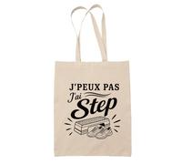 Planetee Tote Bag J’peux pas j’ai Step J'peux pas minimaliste | Sac de Plage en Toile de Coton Épaule | Idée Cadeau Homme Femme Anniversaire Noël | Imprimé en Bretagne