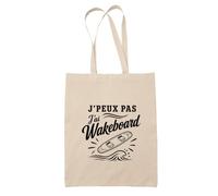 Planetee Tote Bag J’peux pas j’ai Wakeboard J'peux pas minimaliste | Sac de Plage en Toile de Coton Épaule | Idée Cadeau Homme Femme Anniversaire Noël | Imprimé en Bretagne
