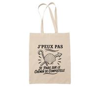 Planetee Tote Bag J’peux pas je pars sur le Chemin de Compostelle | Sac de Plage en Toile de Coton Épaule | Idée Cadeau Pèlerin Homme Femme Anniversaire Noël | Imprimé en Bretagne