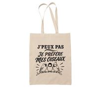 Planetee Tote Bag J’peux pas je préfère mes Oiseaux | Sac de Plage en Toile de Coton Épaule | Idée Cadeau Homme Femme Anniversaire Noël | Imprimé en Bretagne