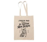 Planetee Tote Bag J’peux pas je préfère mon Bengal | Sac de Plage en Toile de Coton Épaule | Idée Cadeau Propriétaire Bengal Homme Femme Anniversaire Noël | Imprimé en Bretagne