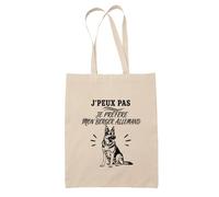 Planetee Tote Bag J’peux pas je préfère mon Berger Allemand | Sac de Plage en Toile de Coton Épaule | Idée Cadeau Propriétaire Berger Allemand Homme Femme Anniversaire Noël | Imprimé en Bretagne