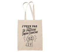 Planetee Tote Bag J’peux pas je préfère mon Caniche J'peux pas minimaliste | Sac de Plage en Toile de Coton Épaule | Idée Cadeau Homme Femme Anniversaire Noël | Imprimé en Bretagne