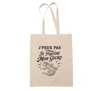 Planetee Tote Bag J’peux pas je préfère mon Gecko | Sac de Plage en Toile de Coton Épaule | Idée Cadeau Homme Femme Anniversaire Noël | Imprimé en Bretagne