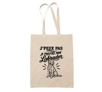 Planetee Tote Bag J’peux pas je préfère mon Labrador J'peux pas minimaliste | Sac de Plage en Toile de Coton Épaule | Idée Cadeau Homme Femme Anniversaire Noël | Imprimé en Bretagne