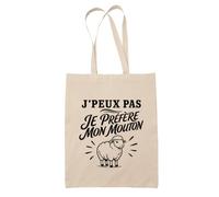 Planetee Tote Bag J’peux pas je préfère mon Mouton J'peux pas minimaliste | Sac de Plage en Toile de Coton Épaule | Idée Cadeau Homme Femme Anniversaire Noël | Imprimé en Bretagne