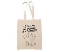 Planetee Tote Bag J’peux pas je préfère mon Samoyède J'peux pas minimaliste | Sac de Plage en Toile de Coton Épaule | Idée Cadeau Homme Femme Anniversaire Noël | Imprimé en Bretagne