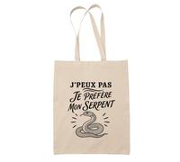 Planetee Tote Bag J’peux pas je préfère mon Serpent | Sac de Plage en Toile de Coton Épaule | Idée Cadeau Homme Femme Anniversaire Noël | Imprimé en Bretagne