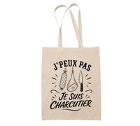 Planetee Tote Bag J’peux pas je suis Charcutier J'peux pas minimaliste | Sac de Plage en Toile de Coton Épaule | Idée Cadeau Homme Femme Anniversaire Noël | Imprimé en Bretagne