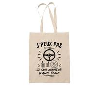 Planetee Tote Bag J’peux pas je suis Moniteur d’auto-école J'peux pas minimaliste | Sac de Plage en Toile de Coton Épaule | Idée Cadeau Homme Femme Anniversaire Noël | Imprimé en Bretagne