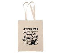 Planetee Tote Bag J’peux pas je suis Prof de français J'peux pas minimaliste | Sac de Plage en Toile de Coton Épaule | Idée Cadeau Homme Femme Anniversaire Noël | Imprimé en Bretagne