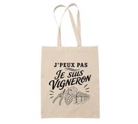 Planetee Tote Bag J’peux pas je suis Vigneron J'peux pas minimaliste | Sac de Plage en Toile de Coton Épaule | Idée Cadeau Homme Femme Anniversaire Noël | Imprimé en Bretagne
