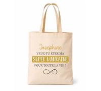 Planetee Tote bag Joséphine Marraine pour la vie Cadeau annonce Grossesse Surprise