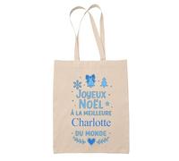 Planetee Tote bag Joyeux noël à la meilleure Charlotte - Sac Shopping - Secret santa Cadeau Noël Humour Insolite Collègue