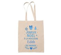 Planetee Tote bag Joyeux noël à la meilleure Edith - Sac Shopping - Secret santa Cadeau Noël Humour Insolite Collègue