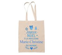 Planetee Tote bag Joyeux noël à la meilleure Marie-Christine - Sac Shopping - Secret santa Cadeau Noël Humour Insolite Collègue