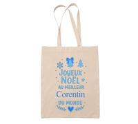 Planetee Tote bag Joyeux noël au meilleur Corentin - Sac Shopping - Secret santa Cadeau Noël Humour Insolite Collègue
