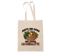 Planetee Tote Bag Juste un gars qui adore la cueillette | Sac de Plage en Toile de Coton Épaule | Idée Cadeau Cueilleur Homme Papa Anniversaire Noël | Imprimé en Bretagne