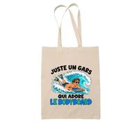 Planetee Tote Bag Juste un gars qui adore le bodyboard | Sac de Plage en Toile de Coton Épaule | Idée Cadeau Bodyboardeur Homme Papa Anniversaire Noël | Imprimé en Bretagne