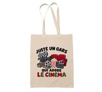 Planetee Tote Bag Juste un gars qui adore le cinéma | Sac de Plage en Toile de Coton Épaule | Idée Cadeau Cinéphile Homme Papa Anniversaire Noël | Imprimé en Bretagne