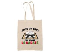 Planetee Tote Bag Juste un gars qui adore le karaté | Sac de Plage en Toile de Coton Épaule | Idée Cadeau Karatéka Homme Papa Anniversaire Noël | Imprimé en Bretagne