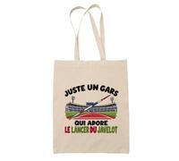 Planetee Tote Bag Juste un gars qui adore le lancer du javelot | Sac de Plage en Toile de Coton Épaule | Idée Cadeau Athlète Homme Papa Anniversaire Noël | Imprimé en Bretagne