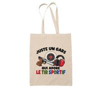 Planetee Tote Bag Juste un gars qui adore le tir sportif | Sac de Plage en Toile de Coton Épaule | Idée Cadeau Tireur Homme Papa Anniversaire Noël | Imprimé en Bretagne