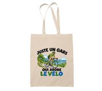 Planetee Tote Bag Juste un gars qui adore le vélo | Sac de Plage en Toile de Coton Épaule | Idée Cadeau Cycliste Homme Papa Anniversaire Noël | Imprimé en Bretagne