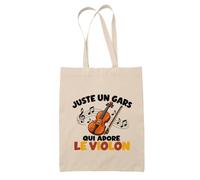 Planetee Tote Bag Juste un gars qui adore le violon | Sac de Plage en Toile de Coton Épaule | Idée Cadeau Violoniste Homme Papa Anniversaire Noël | Imprimé en Bretagne