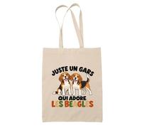 Planetee Tote Bag Juste un gars qui adore les beagles | Sac de Plage en Toile de Coton Épaule | Idée Cadeau Papa de Chien Homme Papa Anniversaire Noël | Imprimé en Bretagne