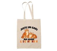 Planetee Tote Bag Juste un gars qui adore les chats roux | Sac de Plage en Toile de Coton Épaule | Idée Cadeau Papa de Chat Homme Papa Anniversaire Noël | Imprimé en Bretagne