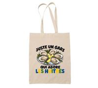 Planetee Tote Bag Juste un gars qui adore les huîtres | Sac de Plage en Toile de Coton Épaule | Idée Cadeau Gourmand Homme Papa Anniversaire Noël | Imprimé en Bretagne