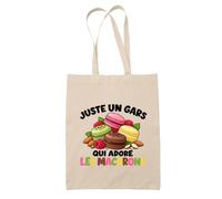 Planetee Tote Bag Juste un gars qui adore les macarons | Sac de Plage en Toile de Coton Épaule | Idée Cadeau Gourmand Homme Papa Anniversaire Noël | Imprimé en Bretagne