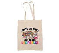 Planetee Tote Bag Juste un gars qui adore les perles | Sac de Plage en Toile de Coton Épaule | Idée Cadeau Créateur de Bijoux Homme Papa Anniversaire Noël | Imprimé en Bretagne