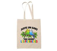 Planetee Tote Bag Juste un gars qui adore les perruches | Sac de Plage en Toile de Coton Épaule | Idée Cadeau Amoureux des Oiseaux Homme Papa Anniversaire Noël | Imprimé en Bretagne