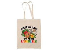 Planetee Tote Bag Juste un gars qui adore l'ukulélé | Sac de Plage en Toile de Coton Épaule | Idée Cadeau Joueur de Ukulélé Homme Papa Anniversaire Noël | Imprimé en Bretagne