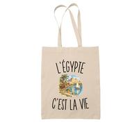 Planetee Tote Bag L’Égypte c’est la vie | Sac de Plage en Toile de Coton Épaule | Idée Cadeau Voyageur Voyageuse Homme Femme Anniversaire Noël | Imprimé en Bretagne