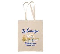 Planetee Tote Bag La Camargue, toujours une bonne idée | Sac de Plage en Toile de Coton Épaule | Idée Cadeau Camarguais Camarguaise Homme Femme Anniversaire Noël | Imprimé en Bretagne